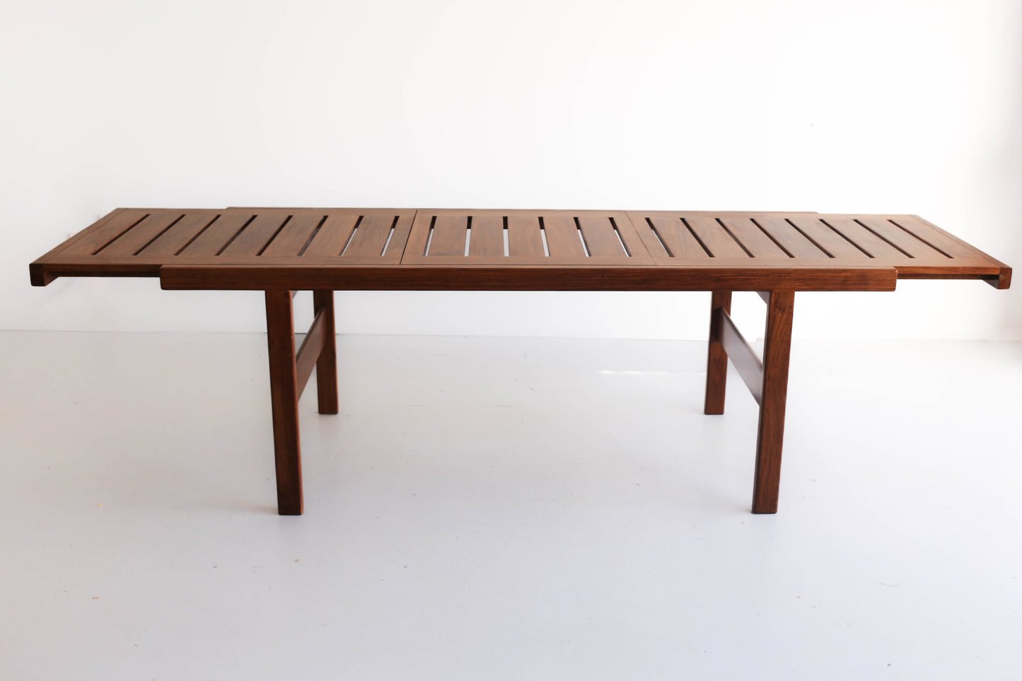 Rare Extendable Kiaat Dining Table with Eight Chairs by John Tabraham for Kallenbach