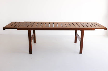 Rare Extendable Kiaat Dining Table with Eight Chairs by John Tabraham for Kallenbach