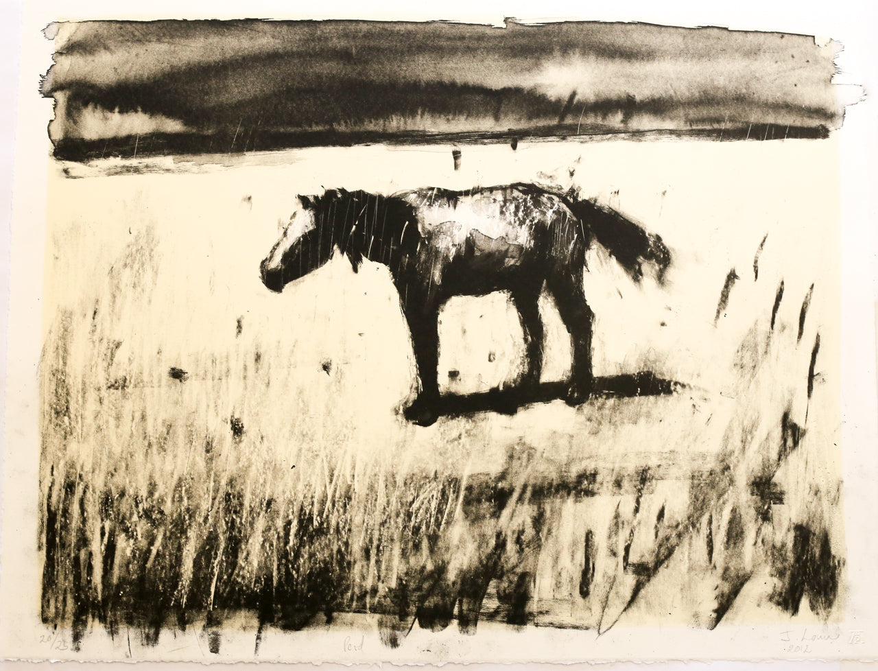 'Horse' by Johann Louw - Two Colour Lithograph