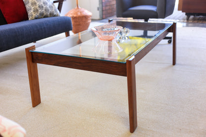 Imbuia and Glass Coffee Table