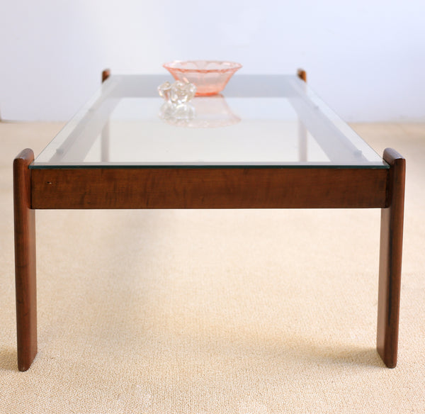 Imbuia and Glass Coffee Table