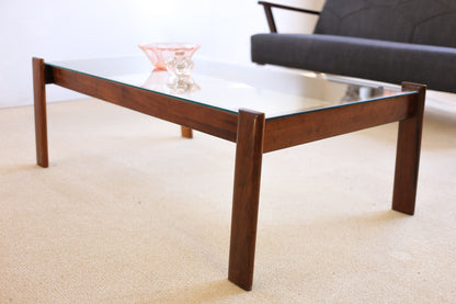 Imbuia and Glass Coffee Table