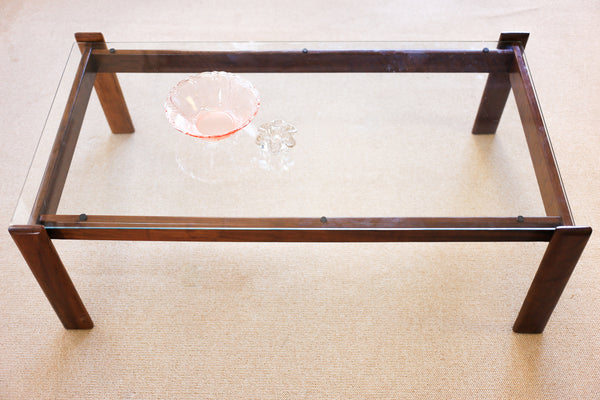 Imbuia and Glass Coffee Table