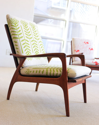 Danish Modern 1950's Teak Armchair in Skinny Laminx facbric