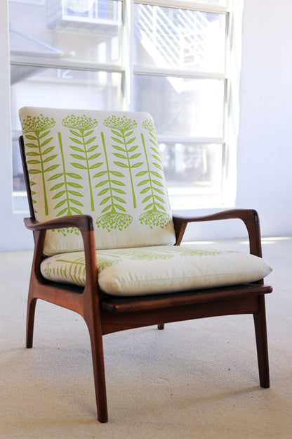 Danish Modern 1950's Teak Armchair in Skinny Laminx facbric