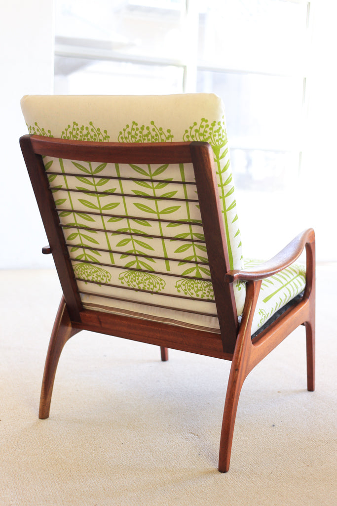 Danish Modern 1950's Teak Armchair in Skinny Laminx facbric