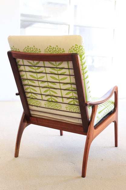 Danish Modern 1950's Teak Armchair in Skinny Laminx facbric