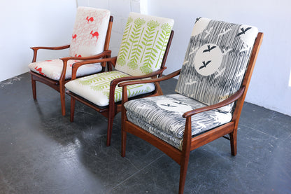 Danish Modern 1950's Teak Armchair in Skinny Laminx facbric