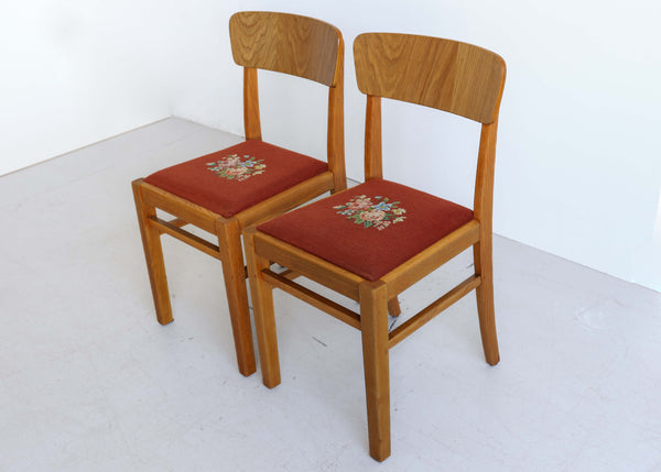 Vintage Dining Chairs with Tapestry Seats