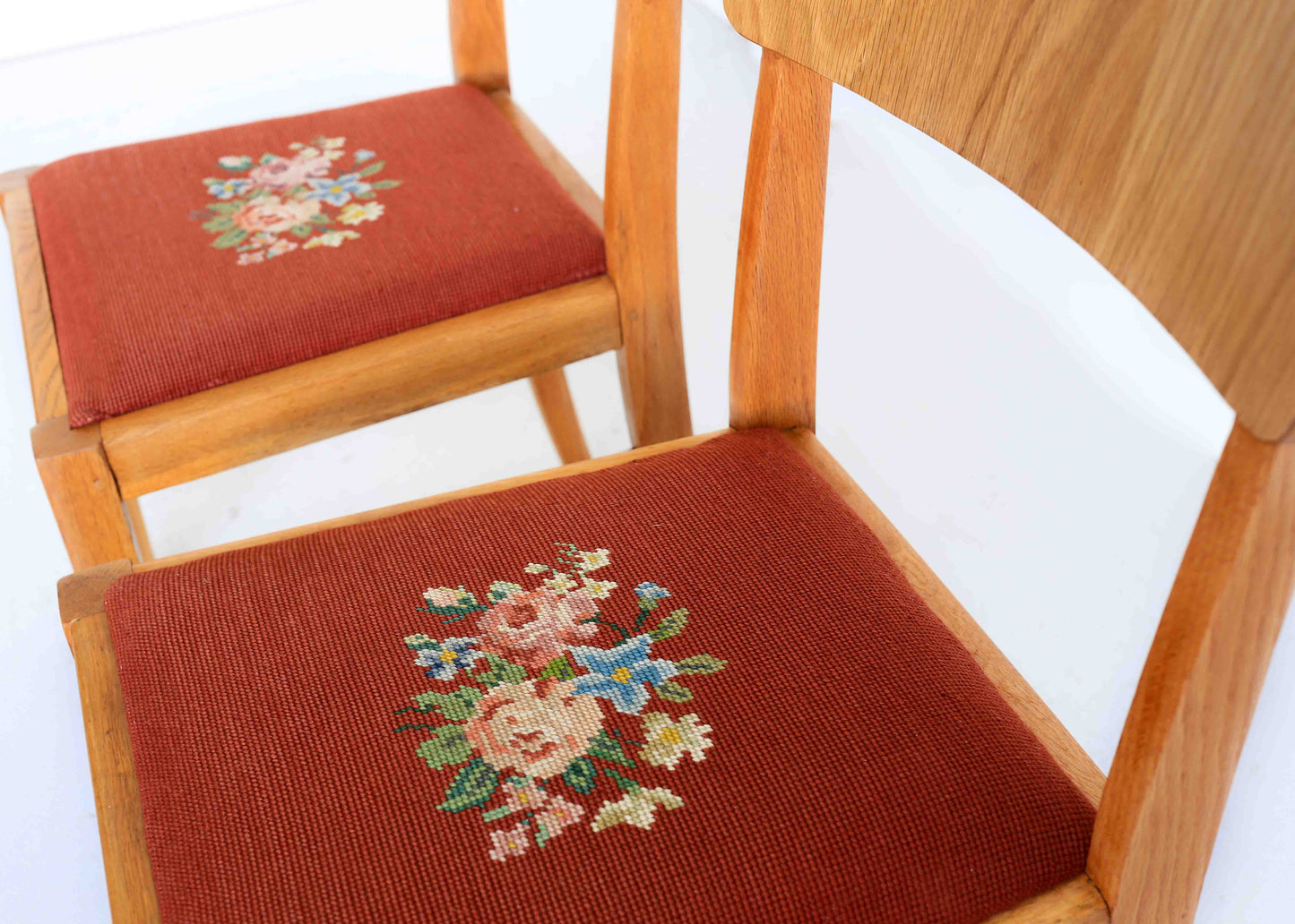 Vintage Dining Chairs with Tapestry Seats