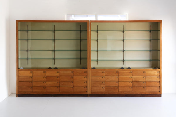 Tall Vintage Display Cabinets with 20 Drawers - two available