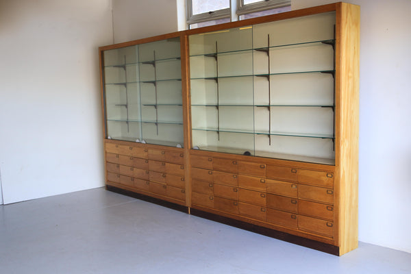 Tall Vintage Display Cabinets with 20 Drawers - two available
