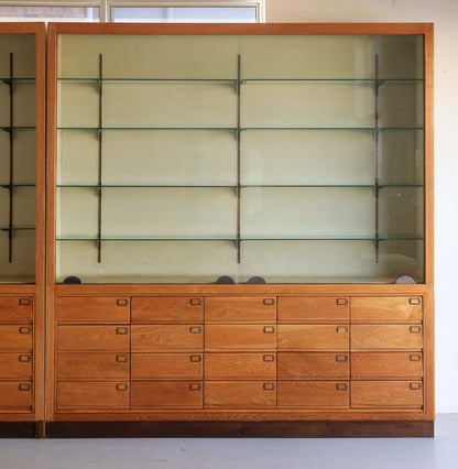 Tall Vintage Display Cabinets with 20 Drawers - two available