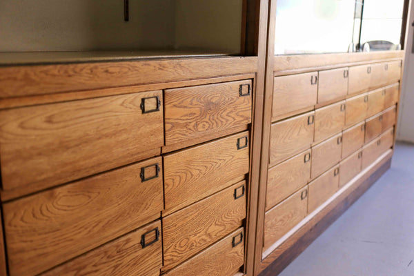 Tall Vintage Display Cabinets with 20 Drawers - two available