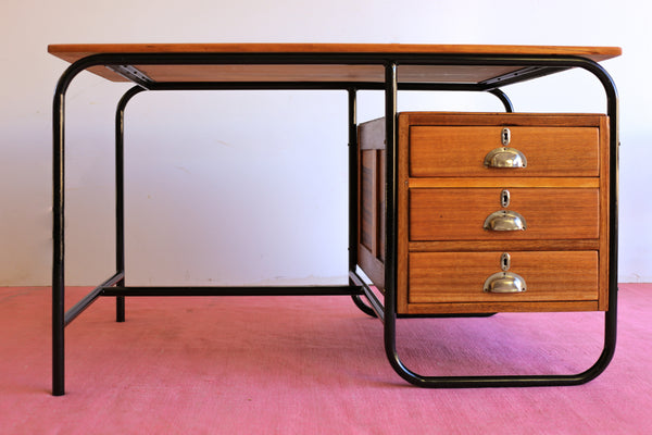 Vintage Tubular Steel Desk in the Bauhaus Style