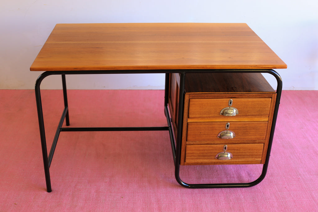 Vintage Tubular Steel Desk in the Bauhaus Style