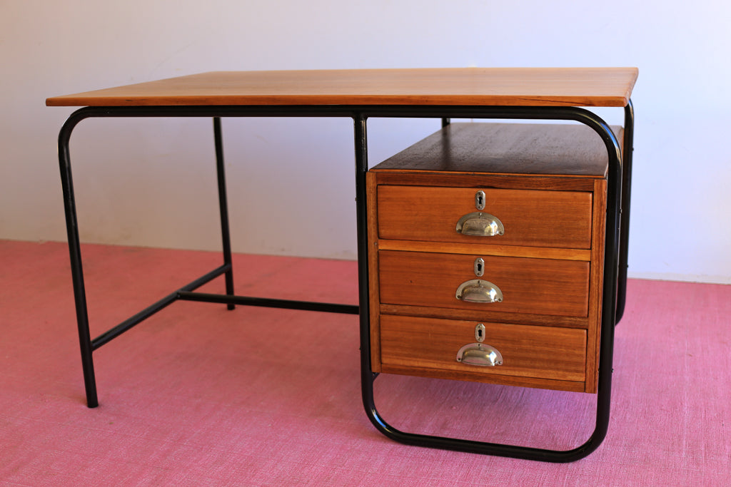 Vintage Tubular Steel Desk in the Bauhaus Style