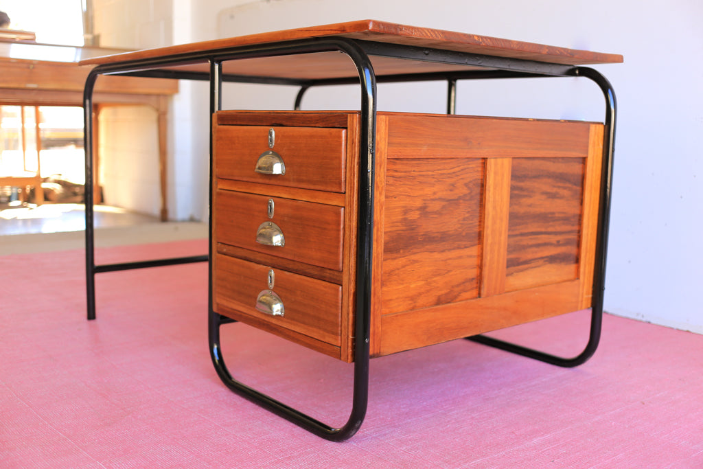 Vintage Tubular Steel Desk in the Bauhaus Style