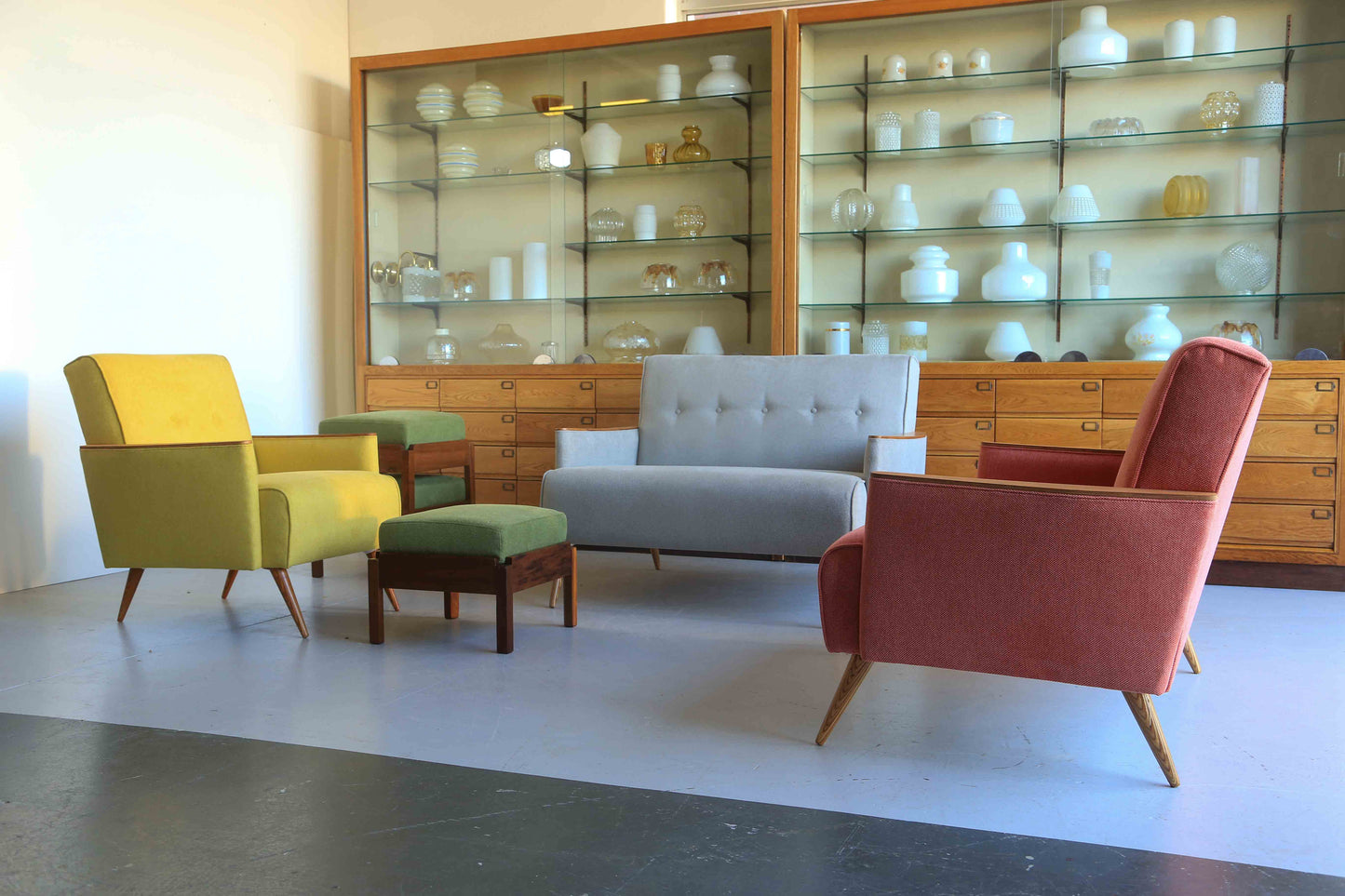 Tall Vintage Display Cabinets with 20 Drawers - two available