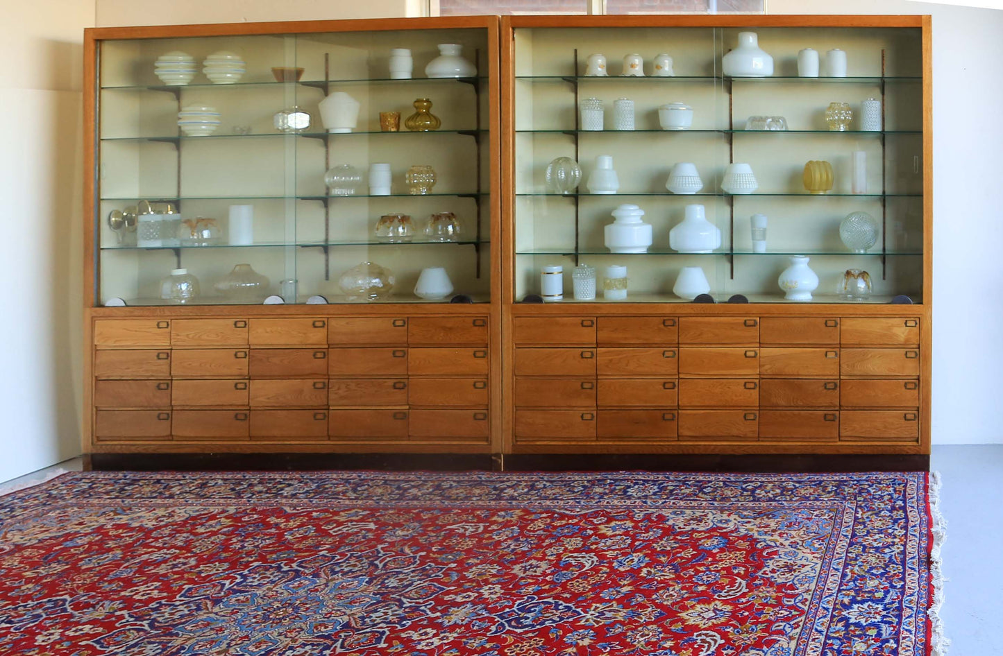 Tall Vintage Display Cabinets with 20 Drawers - two available