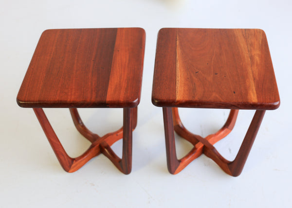 A Pair of Solid Wood Mid-Century Side Tables