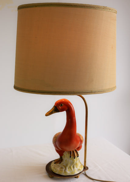 Vintage Italian Porcelain Duck Table Lamp