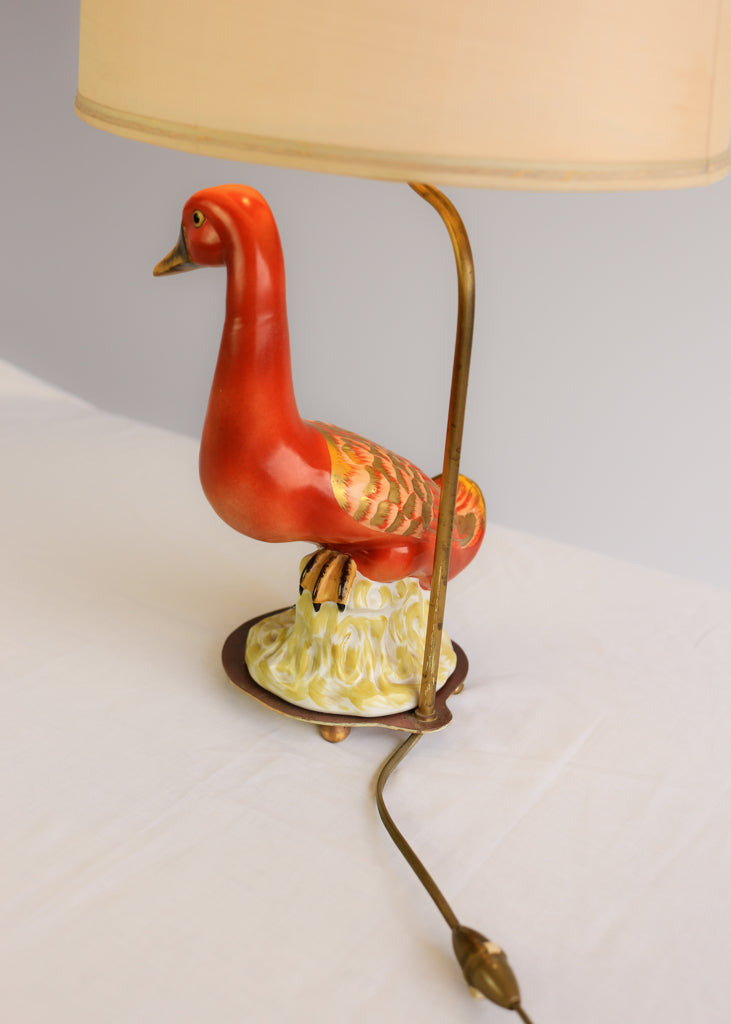 Vintage Italian Porcelain Duck Table Lamp