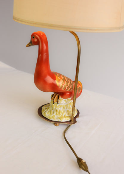 Vintage Italian Porcelain Duck Table Lamp