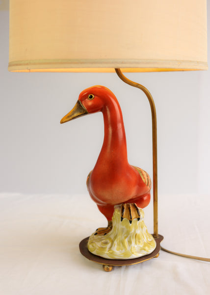 Vintage Italian Porcelain Duck Table Lamp