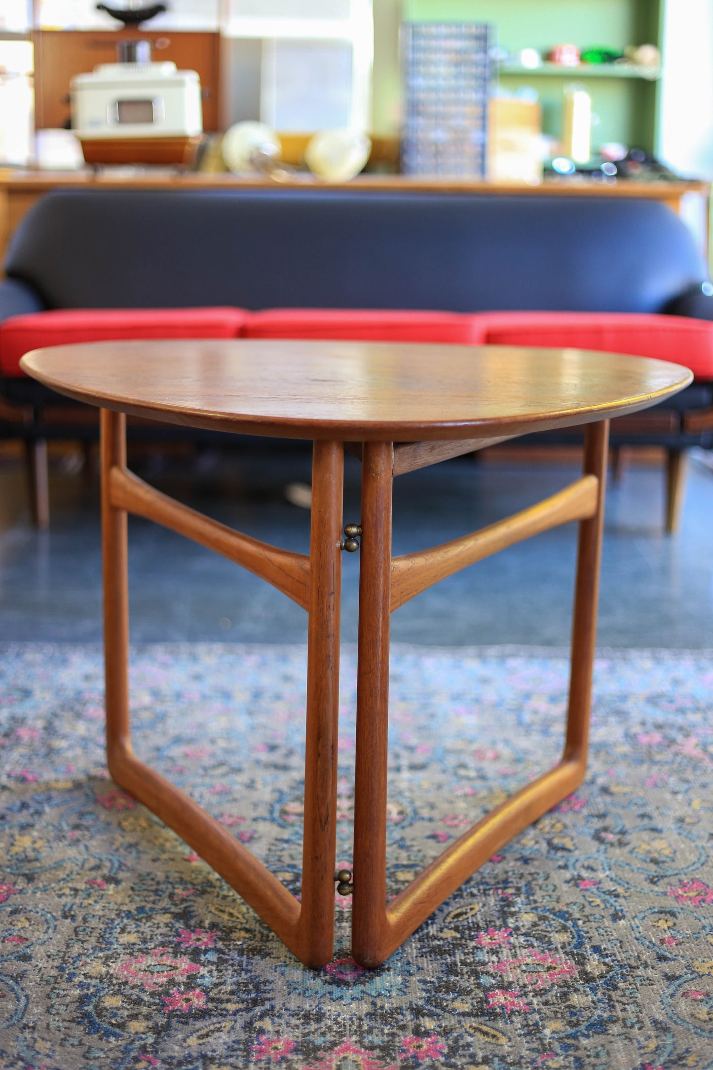 1950's Danish Triangular Folding Table by Peter Hvidt & Orla Mølgaard-Nielsen