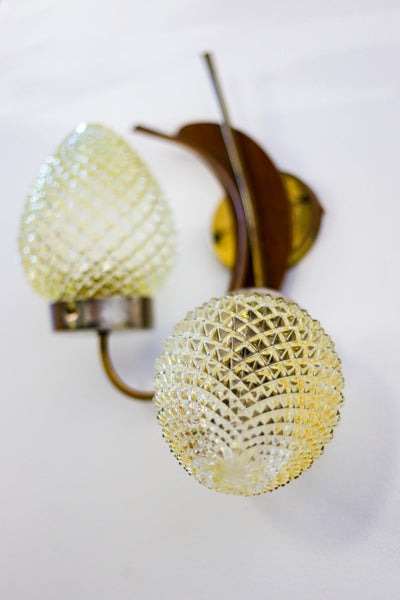 1960's Double Amber Wall Lamp