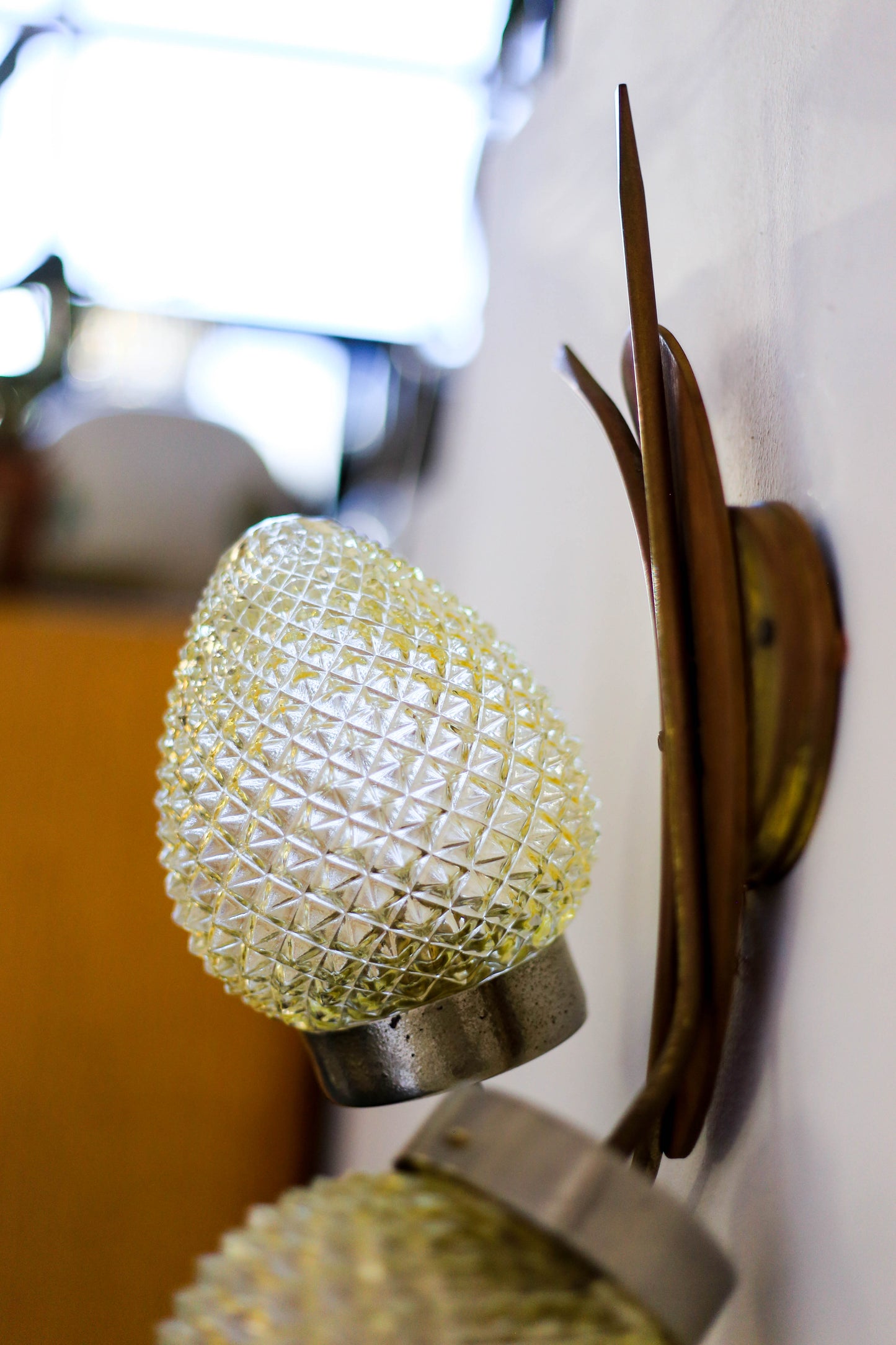 1960's Double Amber Wall Lamp