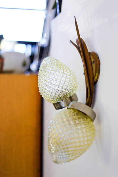 1960's Double Amber Wall Lamp