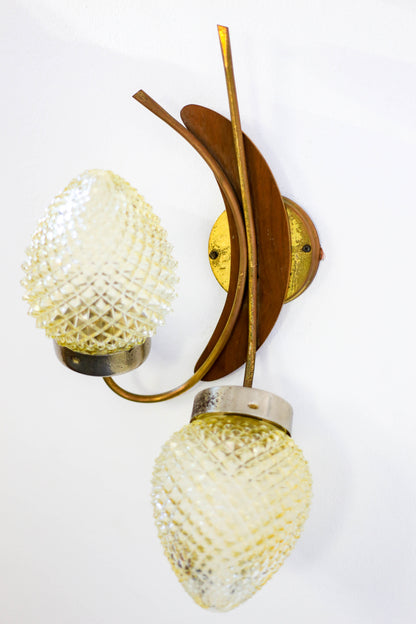 1960's Double Amber Wall Lamp