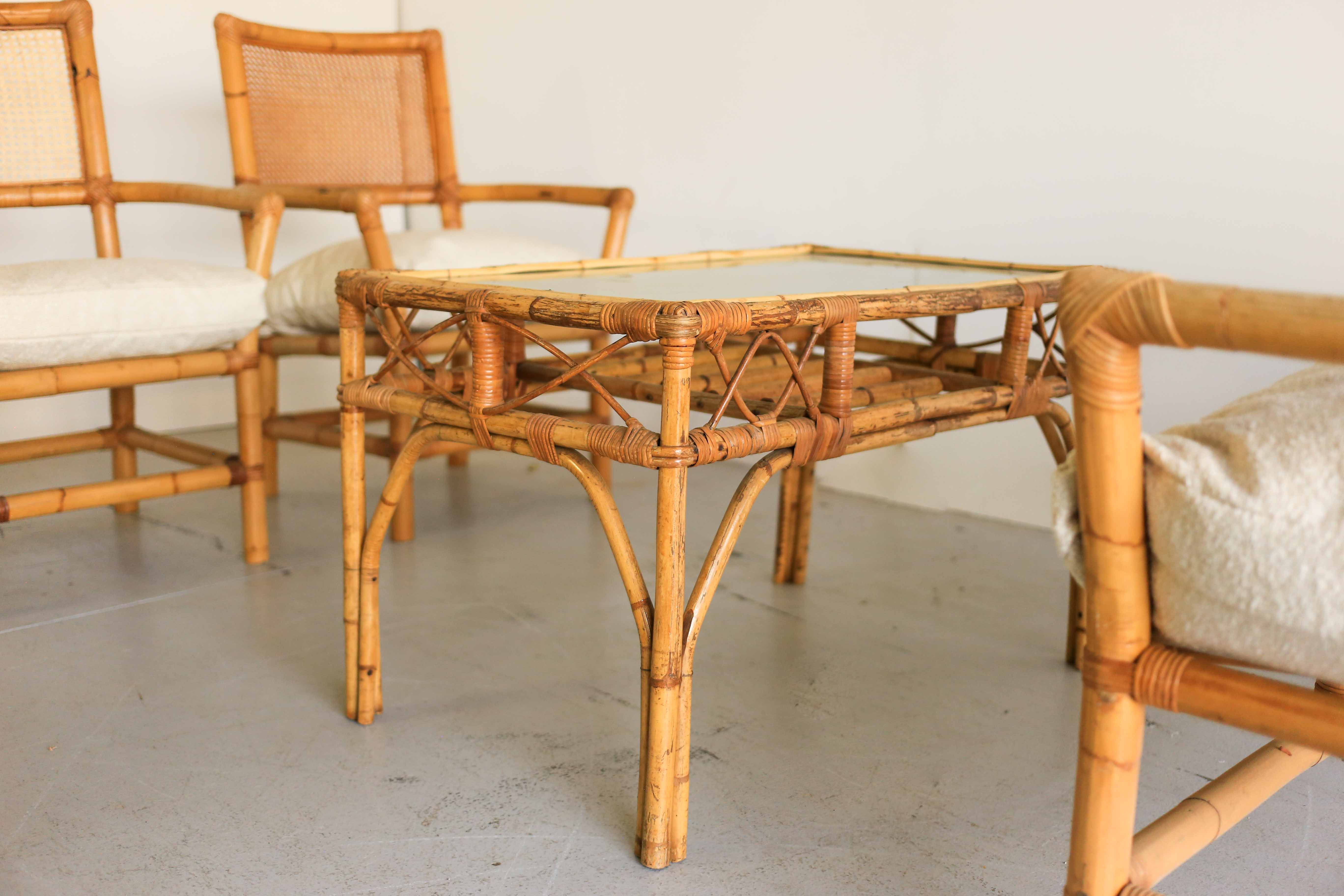Vintage Cane and Bamboo Coffee Table – Huisraad Modern