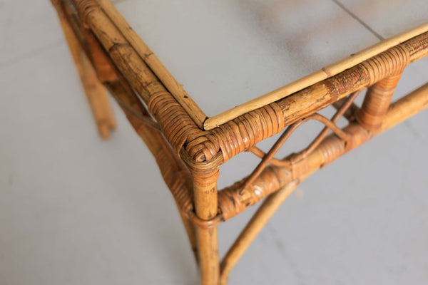 Vintage Cane and Bamboo Coffee Table