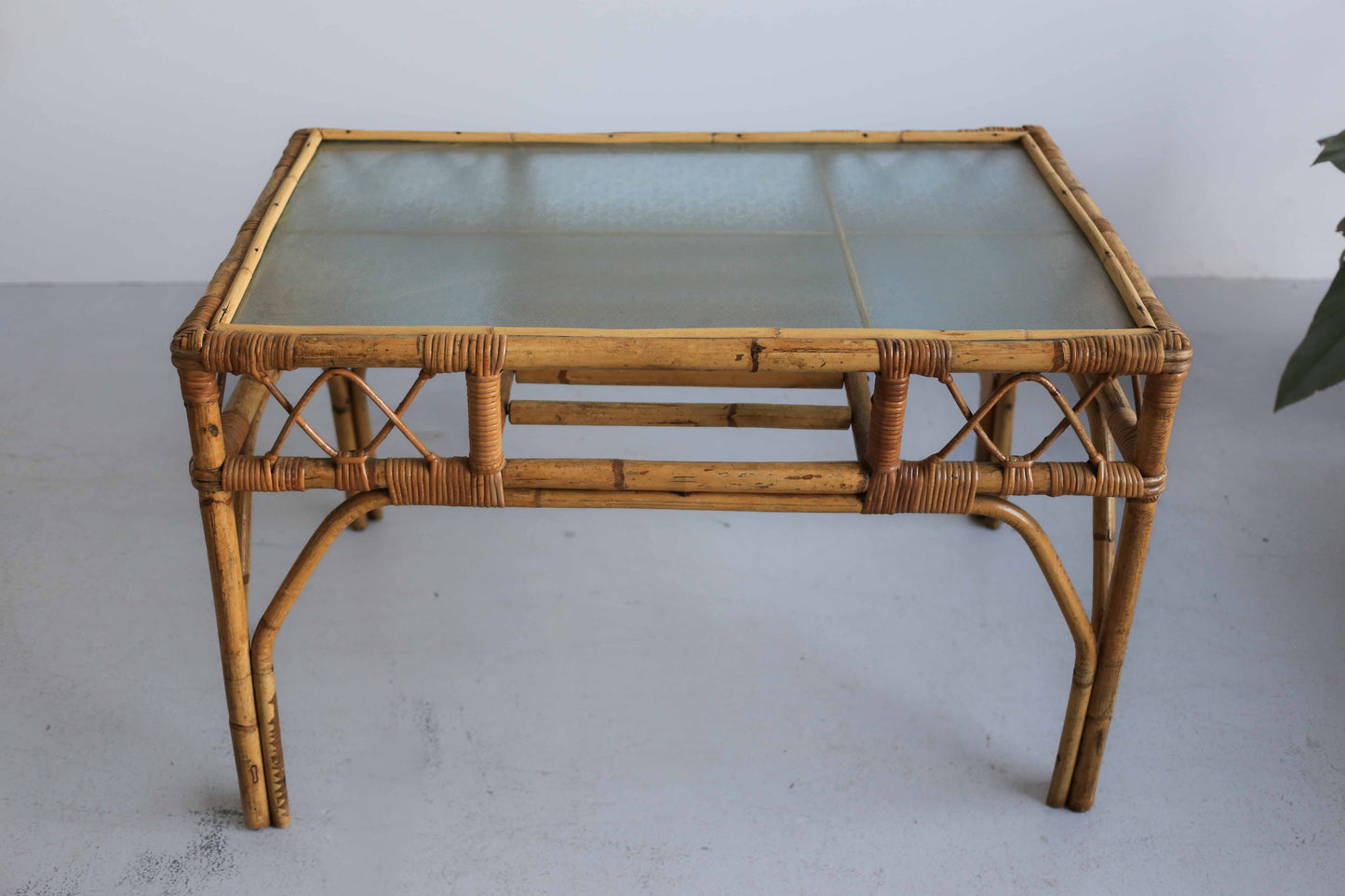 Vintage Cane and Bamboo Coffee Table