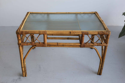 Vintage Cane and Bamboo Coffee Table