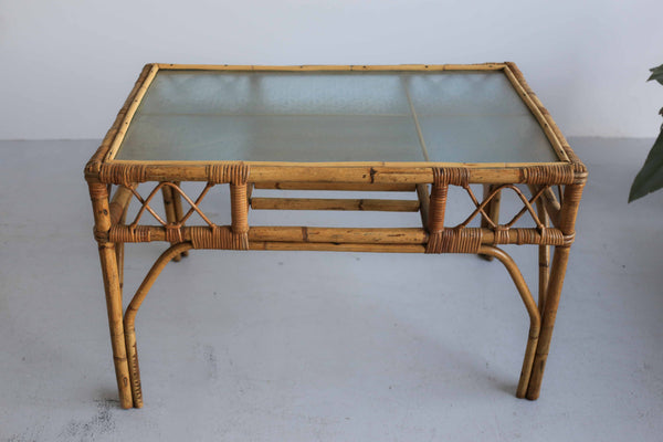 Vintage Cane and Bamboo Coffee Table