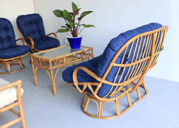 Vintage Cane and Bamboo Coffee Table