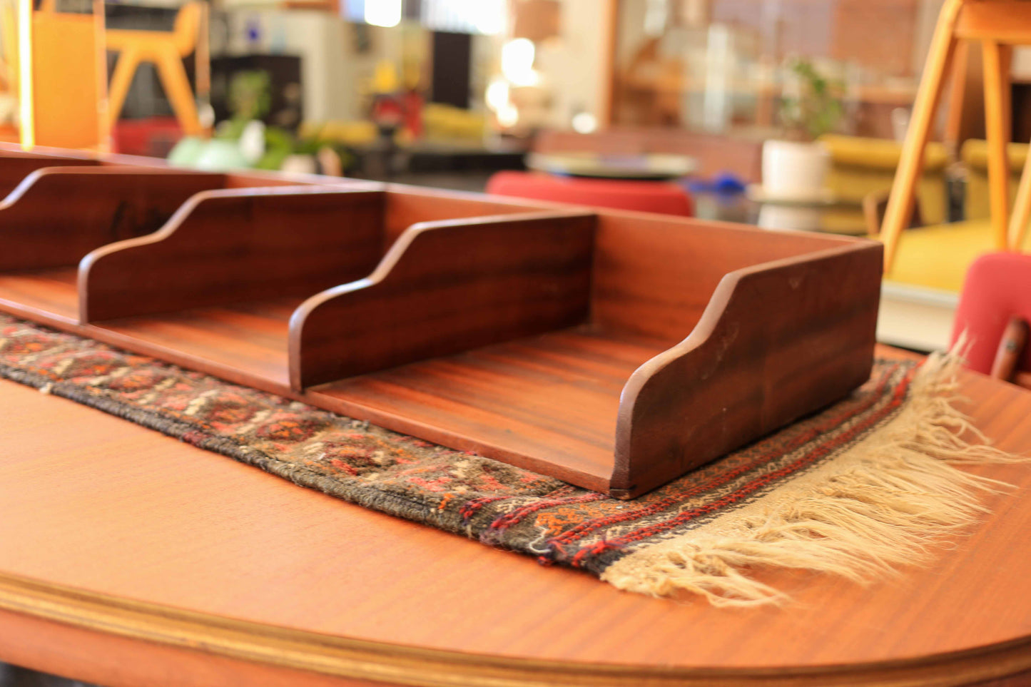 Solid Sapele Mahogany Desktop Document Organiser