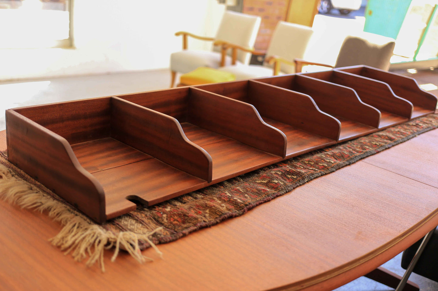 Solid Sapele Mahogany Desktop Document Organiser