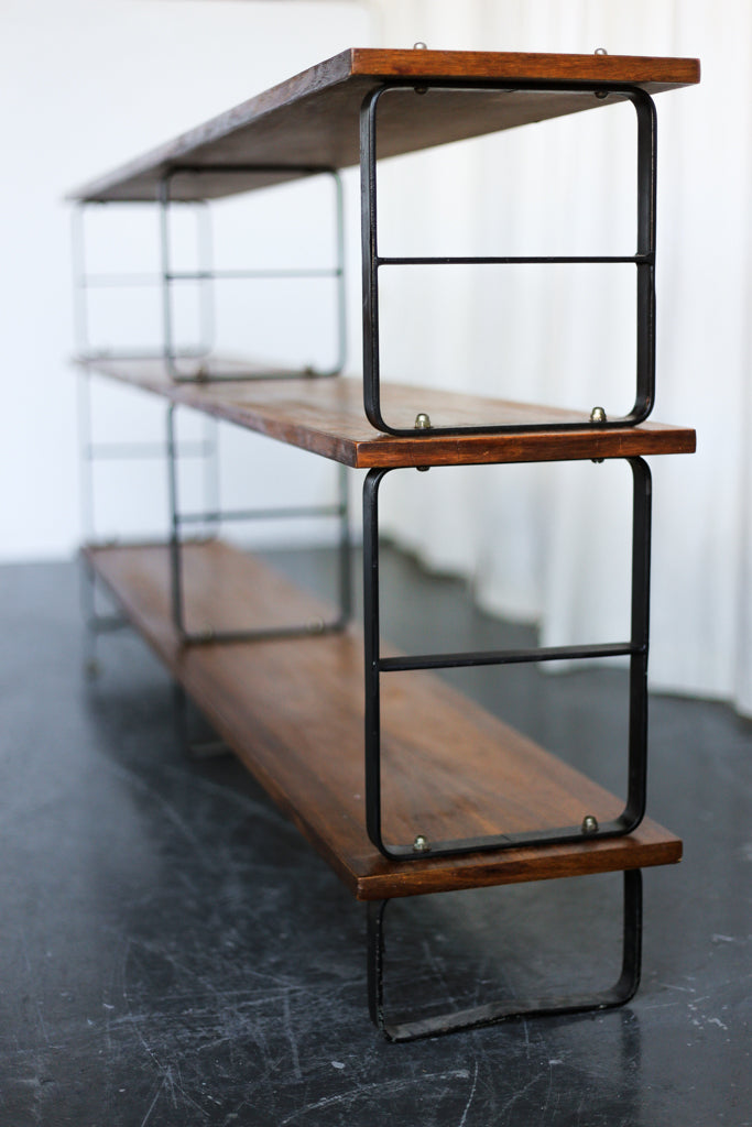 1960's Kiaat and Steel Shelf by DS Vorster