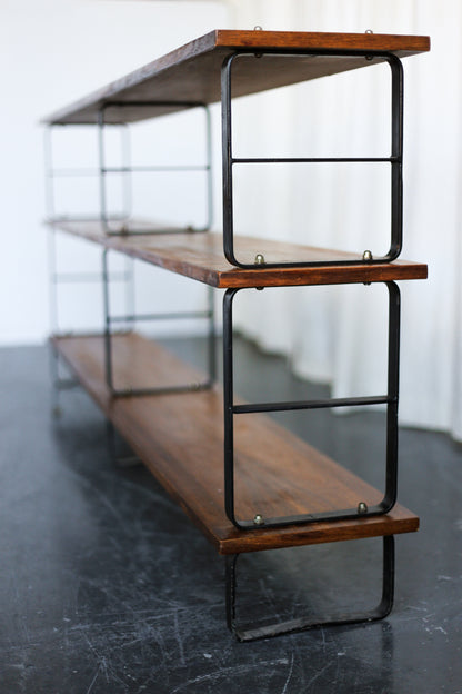 1960's Kiaat and Steel Shelf by DS Vorster