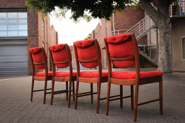 Four 1960's Dining Chairs with Plush Upholstery