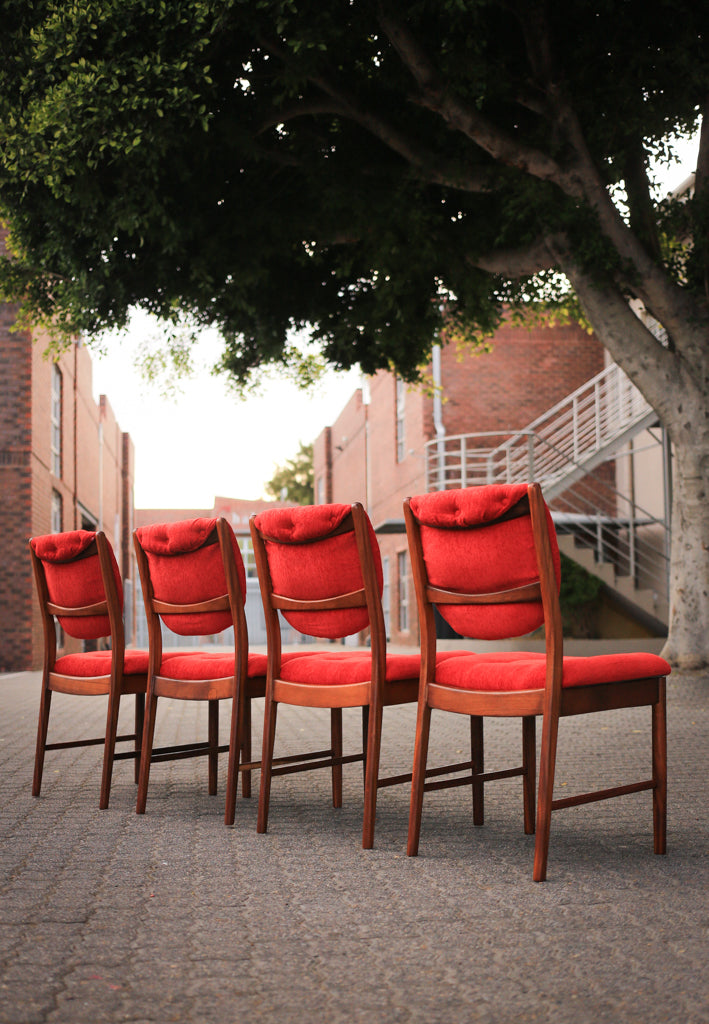 Four 1960's Dining Chairs with Plush Upholstery