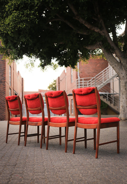 Four 1960's Dining Chairs with Plush Upholstery