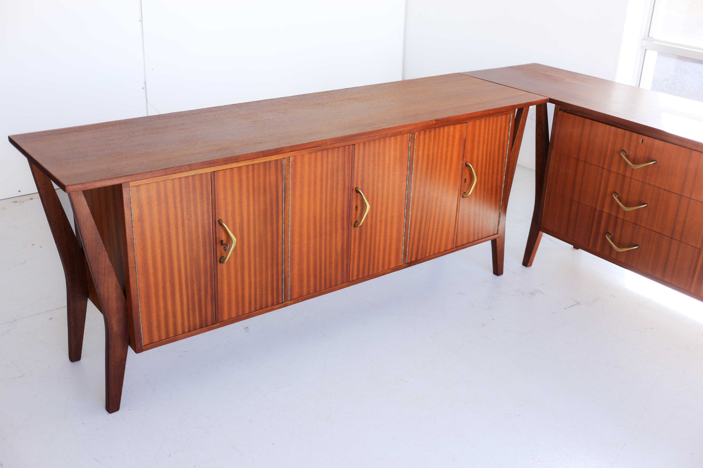Three Piece Sapele Mahogany Corner Desk