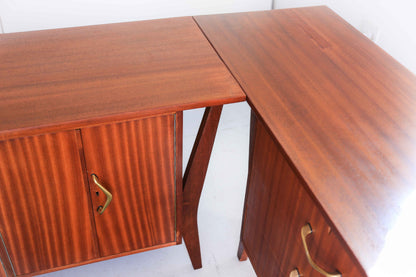 Three Piece Sapele Mahogany Corner Desk