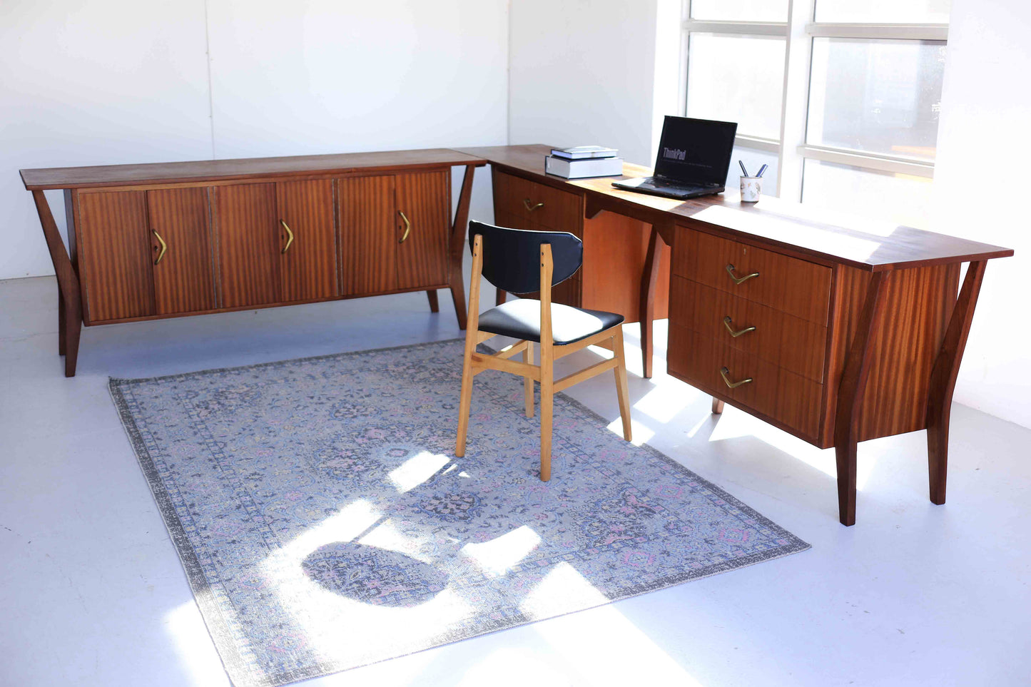 Three Piece Sapele Mahogany Corner Desk
